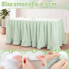 Flutesan 14 ft Sage Green Gingham Table Skirt for Rectangle Tables - Image 2
