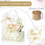 Fulmoon 50 Pcs Clear Thank You Gift PVC Bags with Handles, Transparent - Image 3
