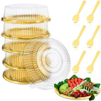 6 Pack Disposable Catering Trays with Lids for Party, 12 Inch, Gold, Yellow by Tessco