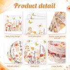 Funnymoom 400 Pcs Fall Floral Party Supplies for 50 Guests Wildflower Paper Plates and Napkins Cups Disposable Harvest Tableware Set for Autumn Birthday Thanksgiving Wedding Baby Shower Party Favor - Image 2