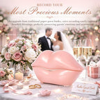 Audio Guest Book Phone for Weddings & Parties, Lip-Shaped Voicemail Recorder, Custom Message Recording, Adjustable Volume, Replay Function (Pink) - Image 2