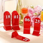 Remerry 50 Pcs Table Numbers 1-50 Acrylic Double Sided Number Cards for Restaurant Acrylic Tent Table Holders Tent Cards Wedding 2.36 x 6.3 Inch(Red) - Image 6
