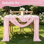 20 Pack Pink Table Runner 17 x 108inch Cheesecloth Table Runner Rustic Boho Gauze Sheer Fabric Cheese Cloth Table Runners for Wedding Party Bridal Baby Shower Birthday Spring Table Decor - Image 5