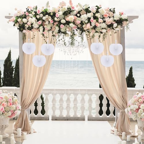 MCEAST 150 Pieces White Party Paper Fans Decorations Folding Fan Handheld Fan Round Shaped Paper Fans with Handle Hand Fans for Wedding Birthday Party Favors - Image 7