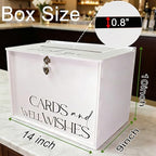 Large Wedding Card Box with Lock & Slot, Elegant White Wedding Card Boxes for Reception Money Gift Envelope Cards, DIY Gift Cards Box for Party Engagement Baby Bridal Shower Table Decor - Image 2