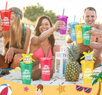 Honeydak 48 Sets Summer Tumbler Bulk 24 oz Plastic Tumbler Cup with Lids Straws and Greeting Card Beach Pool Plastic Cups Appreciation Gift for Summer Beach Pool Party Favors Prizes - Image 4