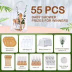 55Pcs Baby Shower Prizes for Game Winners 6 Sets Cheese Board Spoon Fork Butter Spreaders Plaid Towel Thank You Card and Gift Bags for Baby Shower Wedding Bridal Shower Favors (Round Shaped) - Image 2