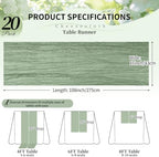 20 Pack Sage Green Cheesecloth Table Runner, 17x108 Inch Semi Sheer Boho Gauze Cheese Cloth Fabric Table Runners for Wedding Party Baby Shower Birthday Garden Farmhouse Table Decor - Image 2