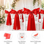 50 Pcs Red Satin Chair Sashes 6 x 108 in Chair Bows for Wedding - Image 2