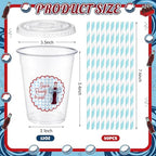 Willinglong 50pcs She's Ready to Pop Baby Shower 12 oz Plastic Cups (Blue) - Image 3