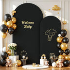 Black Photo Arch Backdrop Cover Set of 2 Spandex 7.2 and 6ft Black Arch Covers Stretchy Backdrop Party Arch Stand Covers for Birthday Baby Shower Wedding Bridal Shower Banquet Background Decorations - Image 2