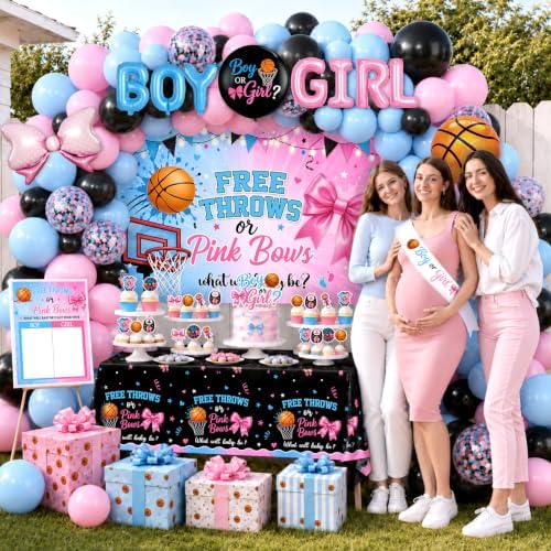 284Pcs Free Throws or Pink Bows Gender Reveal Decorations, Serve 20 Guests - Image 3