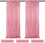 Backdrop Curtains Blush Pink Glitter Sequin Photo Curtain 6 Panels 2ftx8ft by QueenDream