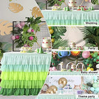 Hawaiian Green Table Skirts Ruffled Tutu Tablecloth for St. Patrick's Day Luau Hawaiian Tropical Beach Party Island Theme Decorations Mint Grass Green - Image 3