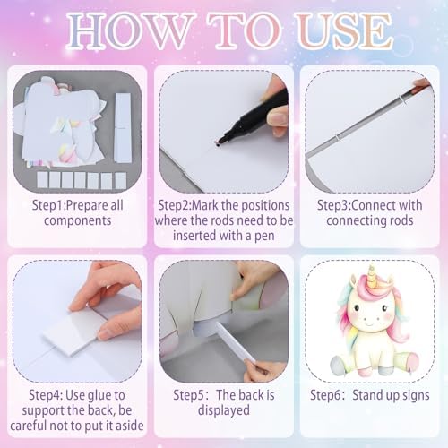 4 Pcs Large Unicorn Party Decorations, Rainbow Unicorn Cardboard Cutouts, Birthday Decoration for Girls Baby Shower Photo Booth Backdrop Party Supplies - Image 4