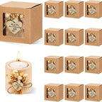 Personalized Candle Wedding Favors for Guests,Rustic Wooden Tealight Candle Holder Set with Name and Date,Thank You Favors, Baby Shower/Bridal Shower Favors for Guests (10pcs) - Image 4