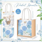 Abbylike 12 Pcs Floral Gift Bag Small Flower Tote Bag,Hydrangea - Image 2