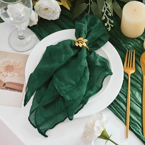 50 Pack Cheesecloth Napkins 20"x20" Emerald Green Gauze Boho Napkins by Xiomot