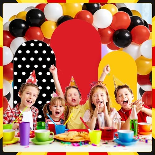 3 Pcs Cartoon Mouse Arch Backdrop Cover Red Yellow Black Dot Background - Image 5