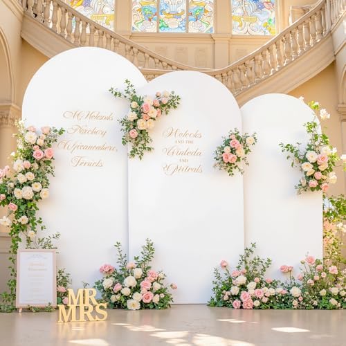 Set of 3 Arch Backdrop Covers(7.2ft, 6.6ft, 6ft) - Premium Stretchy Spandex Backdrop Arch Stand Cover for Baby Shower,Wedding,Party Decor Chiara Cover with Double-Sided Design(Pink, White) - Image 3