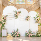 Set of 3 Arch Backdrop Covers(6ft, 5ft, 4ft) - Premium Stretchy Spandex Backdrop Arch Stand Cover for Baby Shower,Wedding,Party Decor Chiara Cover with Double-Sided Design(White, Light Pink) - Image 3