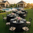 4 Pack Black Spandex Round Tablecloths for 60inch Table, Wrinkle Free 120inch Stretchy Fitted Round Table Cloths Covers with Skirt for Wedding Birthday Parties Banquet Events - Image 5