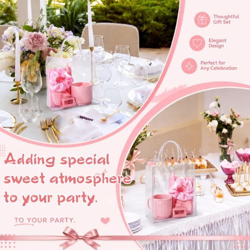 42Pcs Baby Shower Prizes for Game Winners, Baby Shower Guests Favor Set with Scrunchies Ceramic Mug Hair Claw Mirror Pen A6 Notebook Gift Bag for Wedding Bridal Showers Favor (Pink) - Image 4