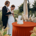 Rust Fitted Spandex Table Skirts Ruffle Fall Tablecloths 60R Inch,6 Pack - Image 3