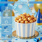 Zopeal 100 Count Blue Striped Ice Cream Cups Disposable Dessert Bowls - Image 2