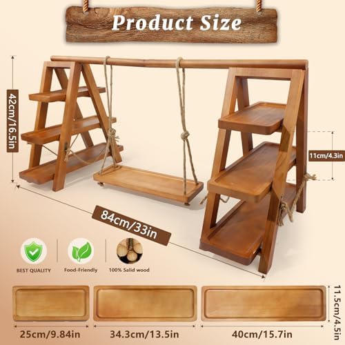 Tnstbiee Rustic 3-Tier Wooden Cupcake Stand, Foldable Dessert Display Rack - Image 2