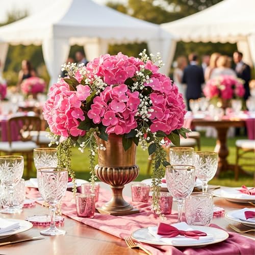 Auihiay 64Pcs Hydrangea Artificial Flowers, Rose Red Artificial Flowers - Image 6
