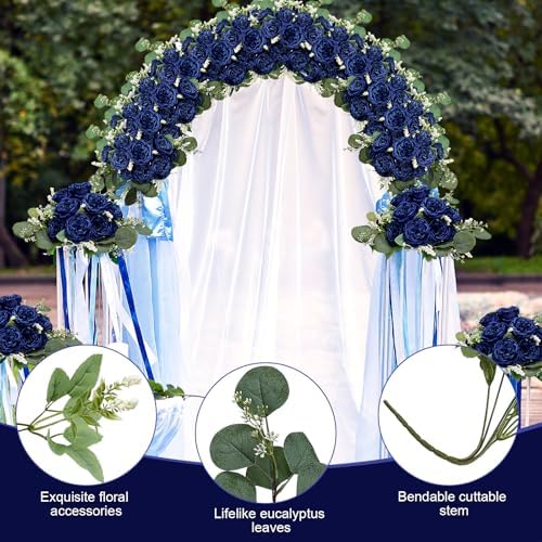 12 Bundles Royal Blue Artificial Peonies Silk Flowers Bulk - Image 5