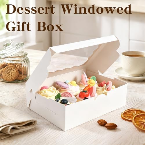 White Bakery Boxes 8x6x2.5 Inch, 50 Pack Dessert Treat Boxes with Stickers - Image 5