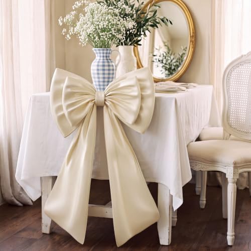 Sosation Cream White Large Bow Decor Big Bow for Backdrop 24x43 in - Image 7