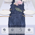 12 Pack Navy Blue Cheesecloth Table Runners 21x120 Inch Boho Gauze Table Runner 10FT Long Rustic Sheer Navy Table Runner for Baby Shower,Wedding,Party,Birthday,Home Table Decor - Image 3