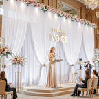 10ft×10ft Wrinkle Free White Backdrop Curtain Drapes, 2 Panels 5ftx10ft Sheer Tulle Chiffon Backdrop Panels Curtains for Wedding Baby Shower Birthday Party Stage Photo Home Decorations - Image 7