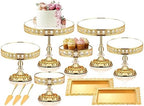 12-Piece Gold Cake Stand Set, Vintage Cake Stand with Crystal Edge and Cupcake Display Tray, Dessert Table Display Set for Wedding Party, Baby Shower, Anniversary Celebration by LEIFEOSH