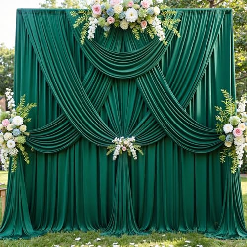 10x12 ft Forest Green Backdrop Curtains for Weddings, Birthdays and Photos - Image 2