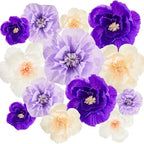 Cholemy 24 Pcs Tissue Paper Flowers, Crepe Paper Flowers Decorations 8" 10" 12" for Wedding Party Baby Bridal Shower Carnival Party Birthday Nursery Wall Decor (Purple,Light Purple,White,Beige) by Cholemy