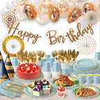 AIRE 175PCS Blue Gold Paper Party Plates Set, Disposable Dinnerware for 25 - Image 6