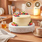 Wenqik 5 Pcs Metal White Cake Stand,16/14/12/10/8 in Round Cake Holder - Image 4