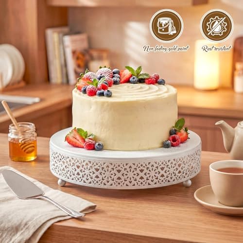 Wenqik 5 Pcs Metal White Cake Stand,16/14/12/10/8 in Round Cake Holder - Image 4