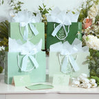 MotiMind 12 Sets 13" Large Gift Bags with Tissue Paper and Greeting Card, Green Sage Leaf Paper Gift Bags with White Bow for Wedding Birthday Anniversary Back to Baby Shower Summer Party Supplies - Image 3