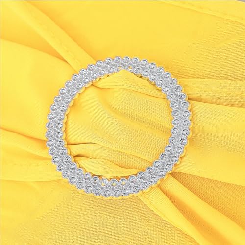50 Pack Spandex Yellow Chair Sashes Bows Stretch Chairs Bands with Buckles Universal Elastic Chair Ties for Party Celebration Engagement Anniversary Ceremony Events Wedding Decorations - Image 3