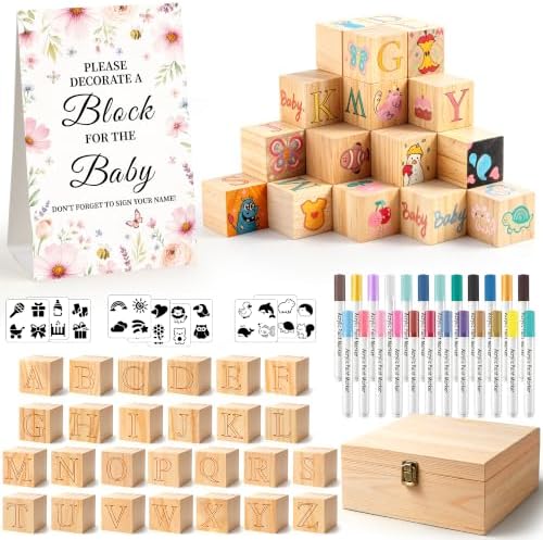 wookidel 118PCS Baby Shower Games Kit, Baby Blocks for Baby Shower by Wookidel