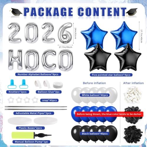 2 Sets Homecoming 2026 Balloon Column Stand Party Decorations Kits with Balloons Class of 2026 Hoco Balloon Tower Stand Kit for Homecoming Prom Party Photo Booth Props Backdrop Decor Party Supplies - Image 6