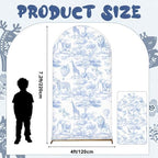 VitalCozy 7.2ft Blue Toile De Jouy Arch Backdrop Cover - Image 2