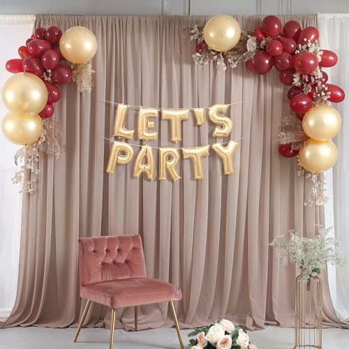 20ft x 10ft Taupe Backdrop Curtain Drapes, Wrinkle-Free Sheer Chiffon Fabric Photo Backdrop Panels for Wedding Arch Party Ceremony Stage Photo Backgrounds - Image 3