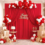 20ft x 10ft Wrinkle Free Red Backdrop Curtains for Parties, 4 Panels 5x10ft Silky Polyester Photo Backdrop Drapes for Birthday Wedding Christmas Party Photography Background Stand - Image 3