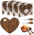 4 Set Heart Cheese Board Bridal Baby Shower Favor with Knife Fork, Thank You Gift Box, Mini Charcuterie Board, Bridal Shower Prizes, Wedding Favors, Baby Shower Game Winners, Valentines (Acacia) by Unknown